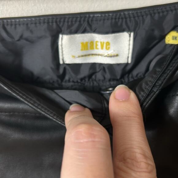 NEW Anthropologie Maeve black vegan leather taper pleated pants - Picture 15 of 16